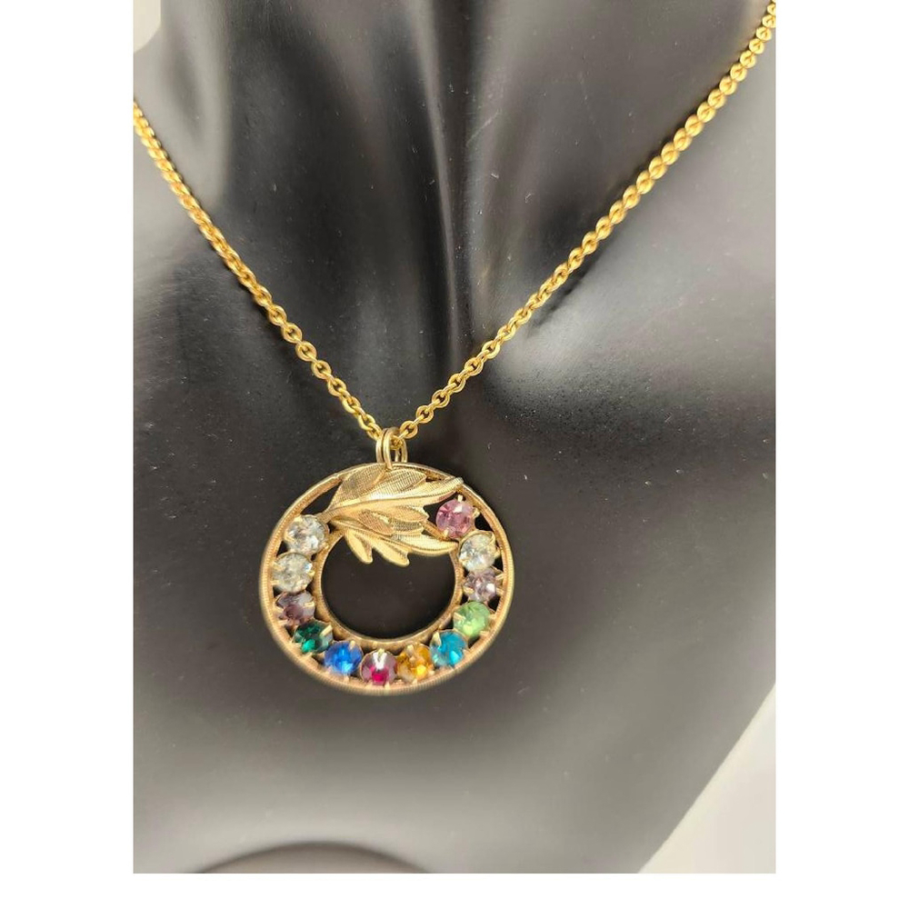 DCE Curtis Vintage Crystal Wreath Necklace, 14K Gold Filled, Multicolored